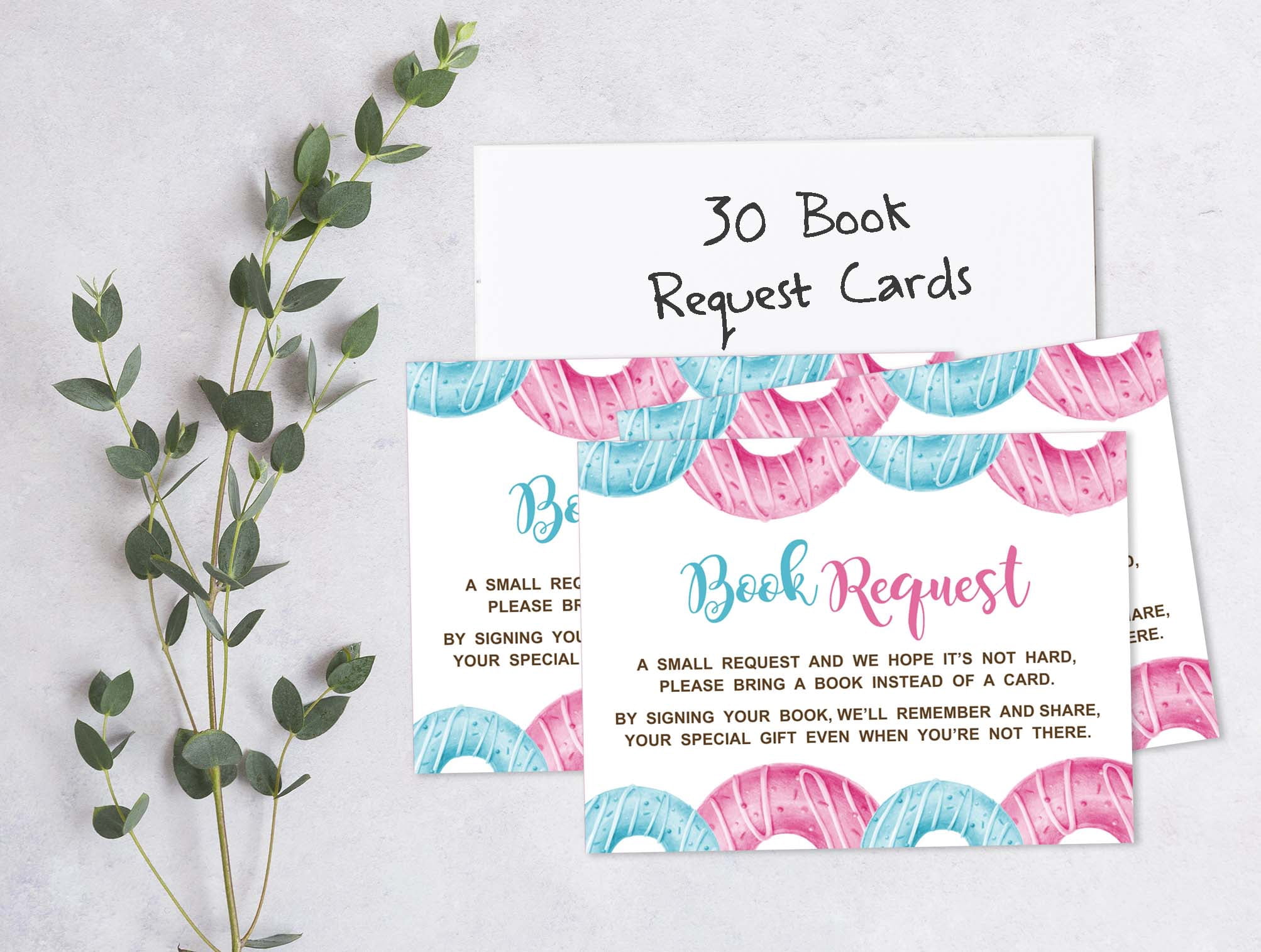 Inkdotpot 30Donuts He Or She Gender Reveal Baby Shower Book Request Cards Bring A Book Instead Of A Card Baby Shower Invitations Inserts Games