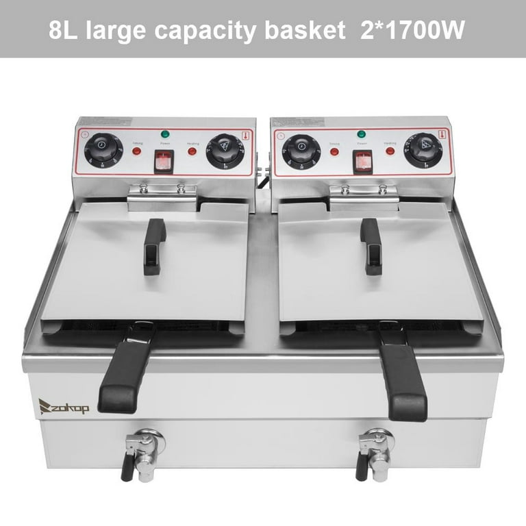 SHENGSHIYU Fryer, Commercial Fryer 8/16l Single/Dual Tank, Electric Fryer  with Basket, Electric Countertop Fryer, 3000/6000w, Restaurant or Home Use