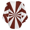 thumbnail image 6 of Aesthetic Oxide Red And White Sunburst Women's V-Neck Blouse With 3/4 Ruffled Bell Sleeves Casual Top Ladies Blouses, 6 of 7