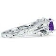 thumbnail image 5 of Round Split Shank Ring Amethyst Cubic Zirconia White Tone 925 Sterling Silver, Size 6, 5 of 7