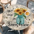 thumbnail image 3 of Sunflower Round Fitted Table Cover You Are My Sunshine Yellow Flower Bee Plant Retro Waterproof Table Cloth with Elastic Edge Wipeable Tablecloth for Picnic Camping Party Fits 45"-54" Diameter, 3 of 8