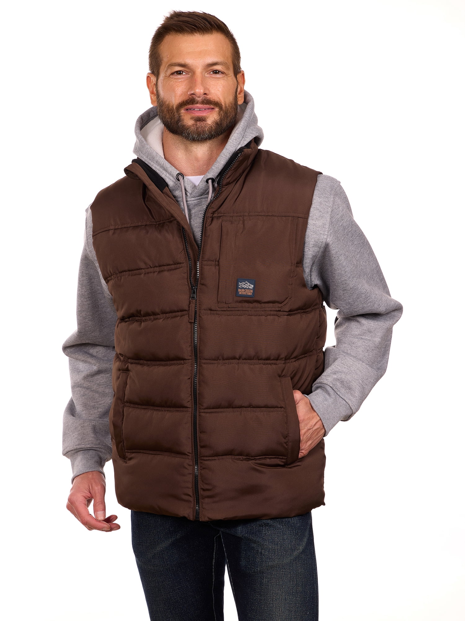 Bass Creek Outfitters Men's Double Needle Quilted Puffer Vest, Sizes M-XXL