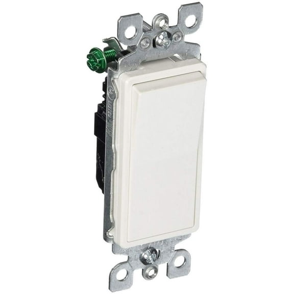 Leviton Decora Rocker Single Pole AC Quiet Switch 5601-2WM - 15 Amp 120/277V - 2 Pack, White