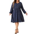 thumbnail image 2 of Agnes Orinda Women's Plus Size Dress V Neck Long Sleeve with Pocket Gilding Metallic Party Club Dresses 1X Dark Blue, 2 of 5