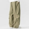 thumbnail image 7 of LMOIPLI Mens Ultra Loose Hip Hop Street Fashion Pants Elastic Waistband Drawstring Wide Leg Cargo Pant Baggy Harem Pant Green XL, 7 of 7