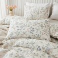 thumbnail image 4 of Juego de cama EAVD Chic Garden, funda de edredón con estampado floral, color beige completo, 4 of 9
