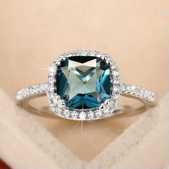 EOEMY Pretty 925 Silver Filled Ring Heart Cubic Zirconia Wedding Jewelry Size 6-10-10