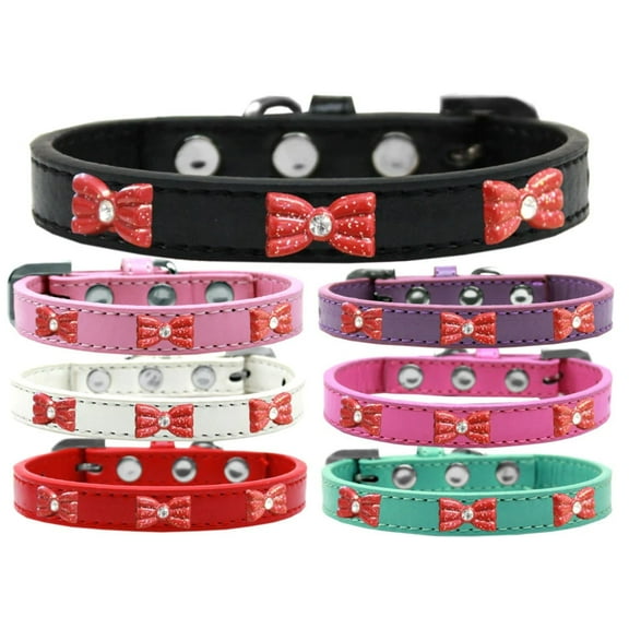 Dog, Puppy Pet Widget Fashion Collar, "Red Glitter Bow"