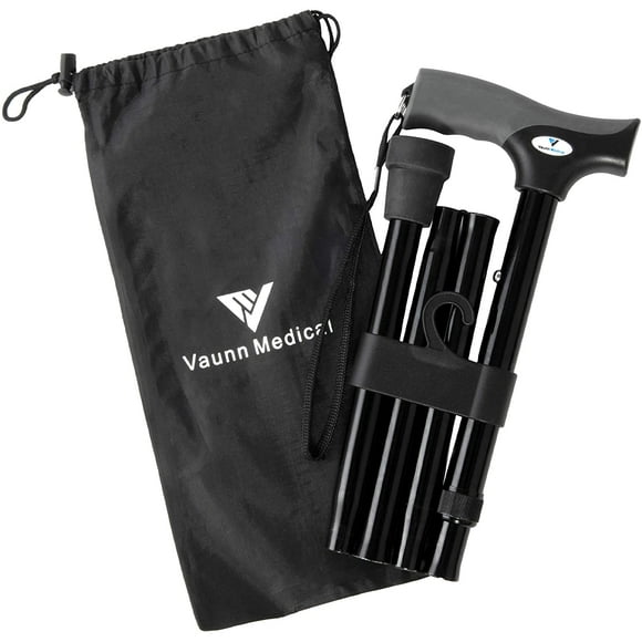 Bastón Vaunn Plegable Agarre Antideslizante Compacto Portátil y Seguro Plegable Ajustable Hombres Mujeres Negro Vaunn VN-8535625