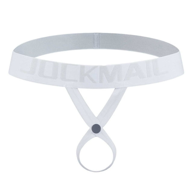 HKEJIAOI Mens Underwear O-Ring Strap Jockstrap Low Rise G-String Briefs, White S