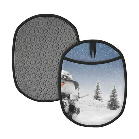 

Naloa Snowman And Christmas Tree Silicone Pot Holders Oven Mitts Heat Resistant Hot Pads Non Slip Pot Holder for Kitchen Baking and Cooking 9.4 x 7.5 Inches