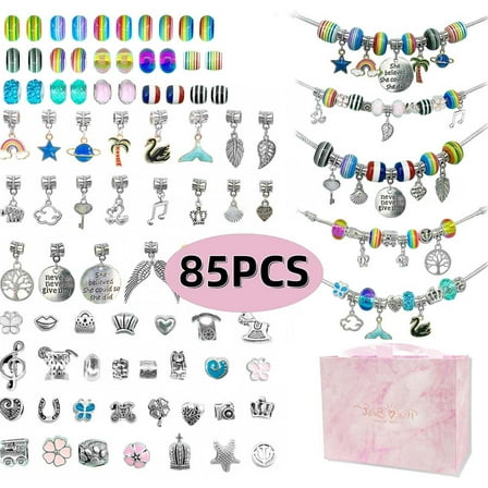 Bracelet Making Kit for Women Jewelry Making Kit with Beads Jewelry Charms Bracelets for DIY Craft Jewelry Gift for Women 85PCs