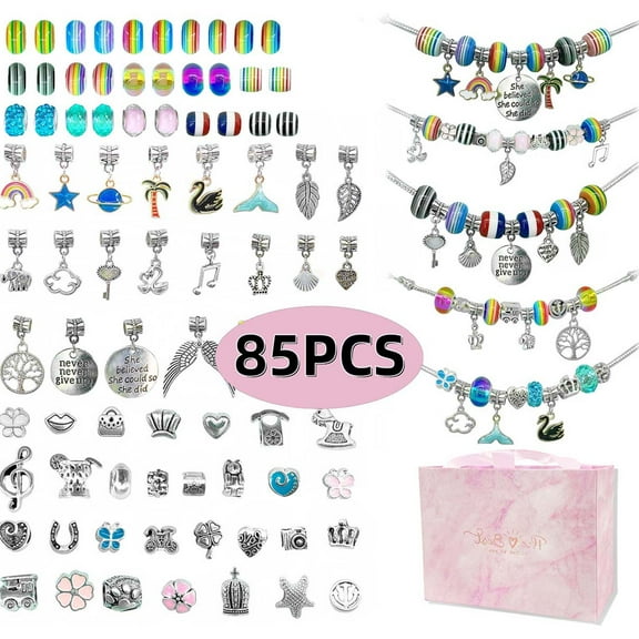 Bracelet Making Kit for Women Jewelry Making Kit with Beads Jewelry Charms Bracelets for DIY Craft Jewelry Gift for Women 85PCs