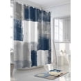thumbnail image 3 of Navy Grey Abstract Art Shower Curtain, White Graffiti Retro Gradient Waterproof Shower Curtain Set with 12 Hooks Lightweight Washable Fabric Shower Curtains for Bathroom 72x78 Inches, 3 of 6