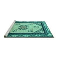 thumbnail image 2 of Ahgly Company Machine Washable Indoor Rectangle Oriental Turquoise Blue Asian Inspired Area Rugs, 7' x 9', 2 of 4
