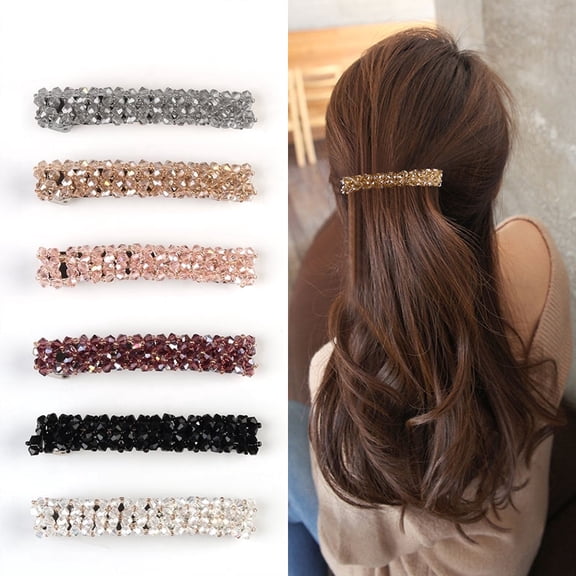 6-Piece Multicolor Rhinestone Barrettes, Decorative Hair Clips for Women, Prom Party Hair Accessories