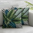 thumbnail image 3 of COMIO  Throw Pillow Covers Palm Leaves, Tropical Beach Palm Geometric Boho Pillowcase Cushion Covers for Couch Bed, Square Decorative Pillow Cover Home Sofa Bedroom Car, Black Green White, 3 of 5