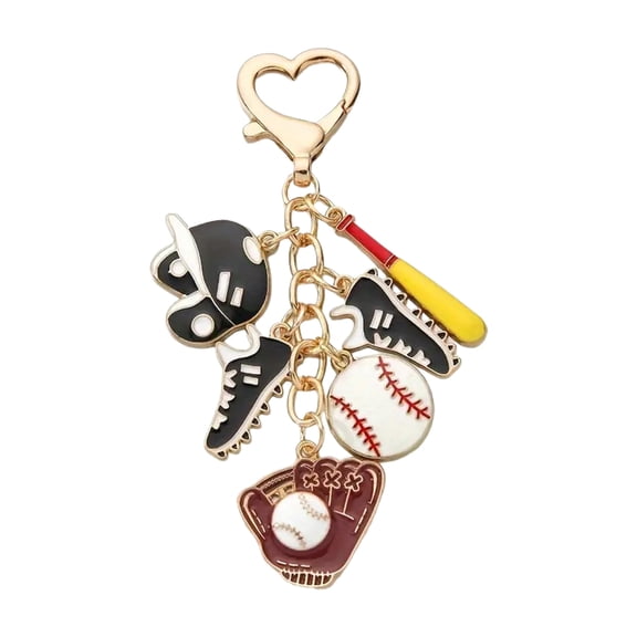 Adorable Baseball Keychain Charm Pendant with Round Tail Buckles Portable Special Gifts for Kids Teens and Adults