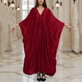 thumbnail image 5 of Women Swimsuit Cover Up V Neck Batwing Sleeve Plus Size Beach Kaftan Dresses Beach Swimwear, 5 of 6