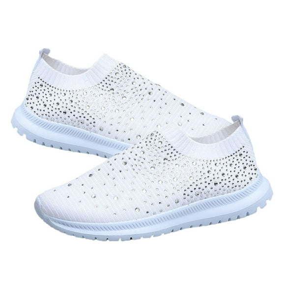 FELTECHELECTR Sport Shoes Women With Rhinestone Accents And Comfortable Cushioning