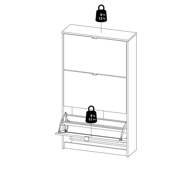 Tvilum Bright Collection 3 Drawer Shoe Cabinet White Walmart