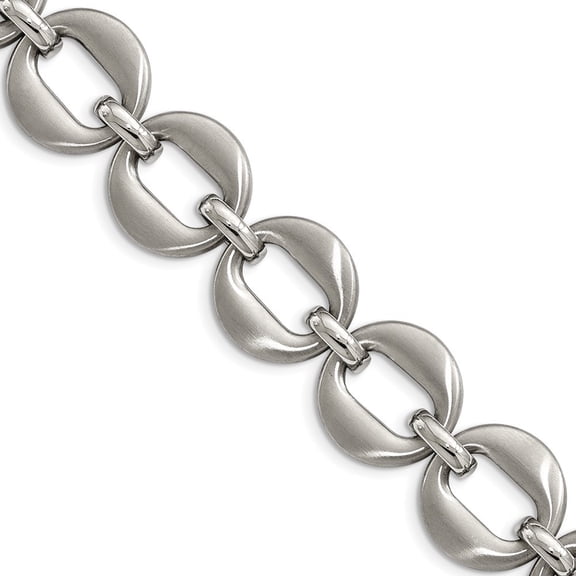 Stainless Steel Polished and Brushed With .7inch Ext. Bracelet - 7.5 Inch