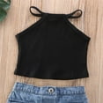 thumbnail image 5 of Summer Toddler Kids Baby Girls Clothes Crop Tops Denim Skirt Dress Outfit Set Blue 4-5 Years, 5 of 6
