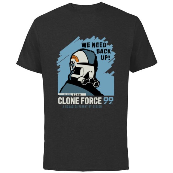 Star Wars The Bad Batch Echo Quote “We Need Back Up!” - Short Sleeve Cotton T-Shirt for Adults - Customized-Black