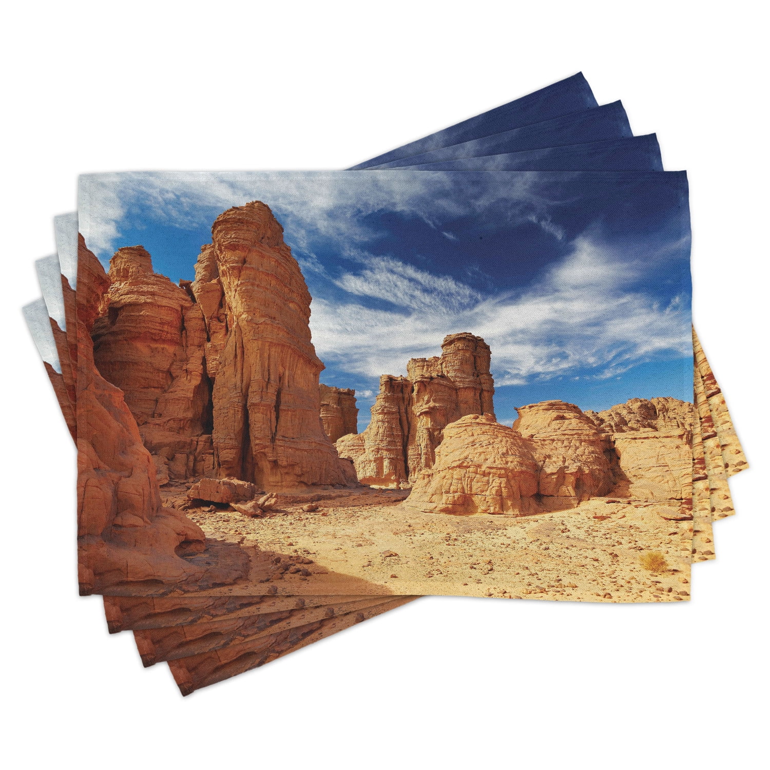 Desert Placemats Set of 4 Bizarre Sandstone Cliffs in Sahara Desert