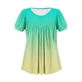 thumbnail image 7 of Scyoekwg Womens Tunic Tops Crew Neck Pleated Tunic Tops Comfy Loose Shirts Summer Trendy Gradient Color Casual Blouses (Z02_Green,XXL), 7 of 7