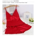 thumbnail image 1 of Pijama de tirantes de primavera y verano para mujer, traje de dos piezas de seda de hielo sexy, pantalones cortos de seda colgantes, ropa fina de gran tamaño para el hogar, 1 of 6