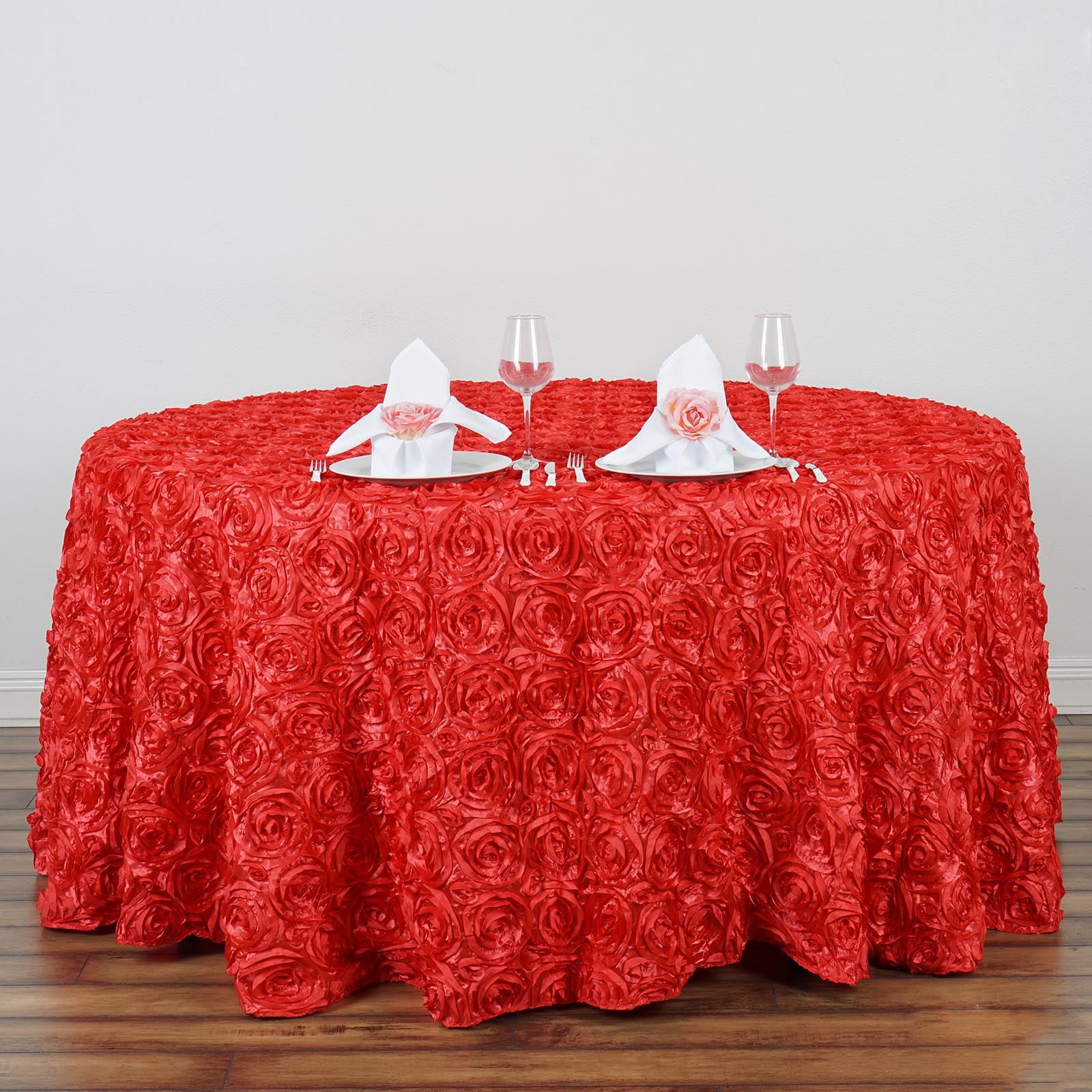 Efavormart 120" Rosette/ Rose Pattern Round Tablecloth for Kitchen