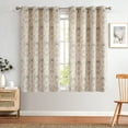 thumbnail image 4 of Curtainking Damask Printed Curtains for Bedroom Living Room Vintage Linen Textured Thermal Insulated Curtains Grommet 2 Panels 54 inch Length Taupe on Greyish Beige, 4 of 11