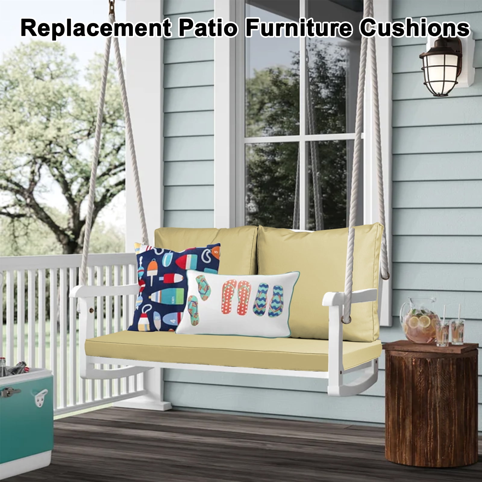 XXLYY Outdoor Loveseat Cushions, 48" x 24", Waterproof Fade Resistant Seat and Backrest Cushion Set for Patio Furniture