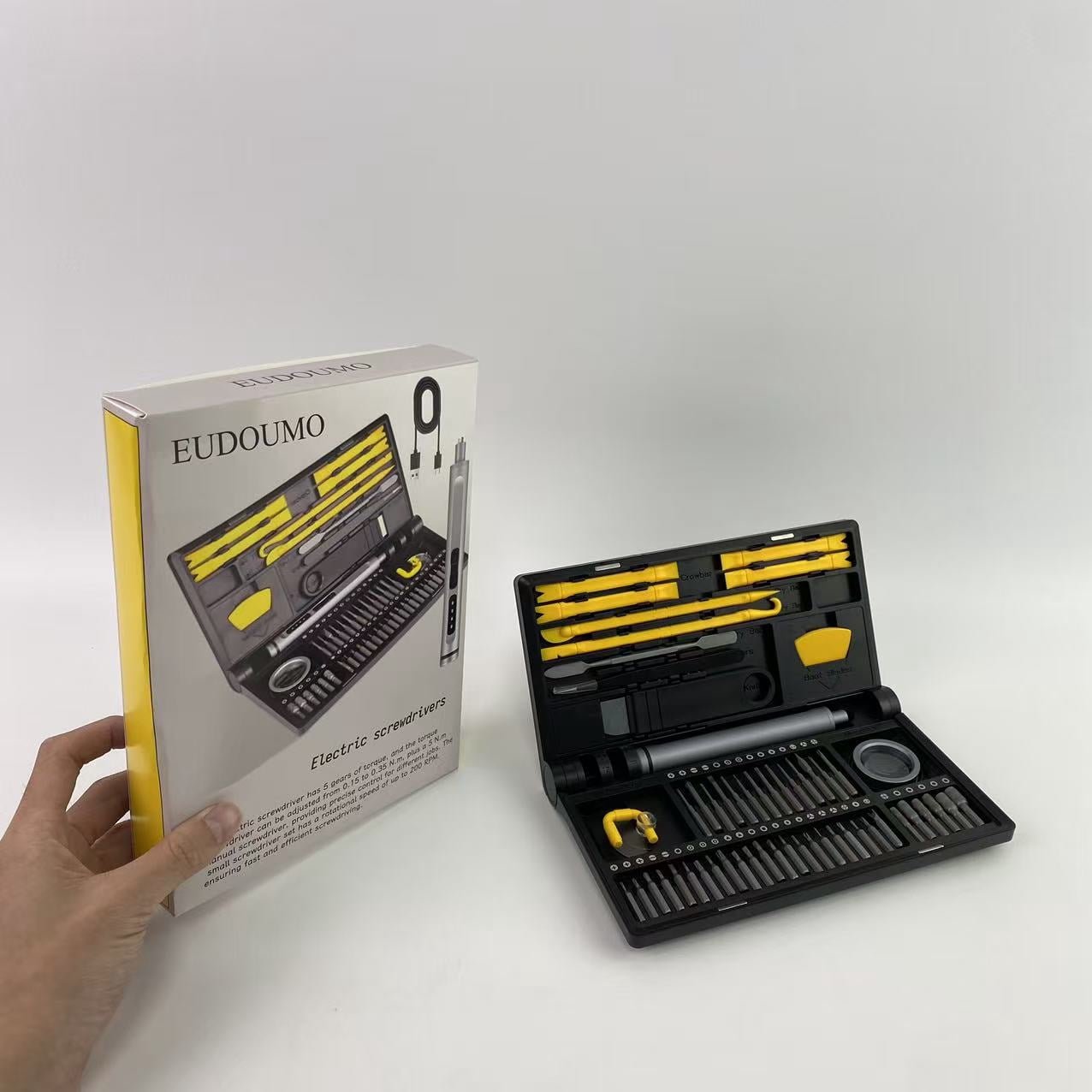 EUDOUMO Electric screwdrivers,Mini Electric Screwdriver, 54 in 1 Precision Screwdriver Set 42 Magnetic Bits, 4 LED, 5 Torque Small Power Screwdriver Cordless Watch Phone Laptop Repair Tool -Grey