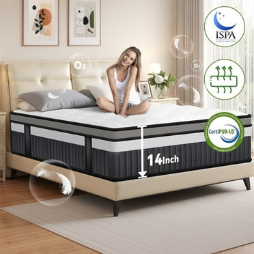 King Mattress 14 inch Mattress King Size, Cooling Memory Foam Mattress in a Box, Medium-Firm for Presure Relief&Cooler Sleep, CertiPUR-US