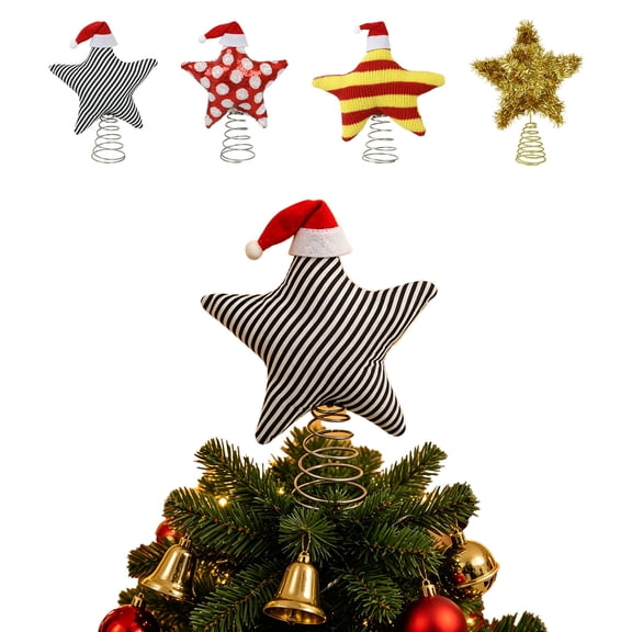 3D Christmas Tree Top Star with LED Lights, Festive Three Dimensional Tree Topper Decoration, Shiny Holiday Ornament for Home Courtyard, Warm Glow Xmas Tree Top Decor for Indoor Outdoor, B