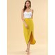 thumbnail image 4 of Falda larga con pliegues y abertura Allegra K Amarillo S, 4 of 6