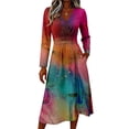 thumbnail image 3 of Fall Dresses for Women Wrap a Line Maxi Dress High Waist A-Line Swing Sundress, 3 of 5