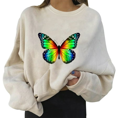 

ASEIDFNSA Women Sweaters Clearance Sale Light Lingerie Set Womens Daily Print Sweatshirt Long Pullover Letter Print O Neck Printing Long Sleeve Women S Skateboard Women S Blouse Butterfly Loose Top