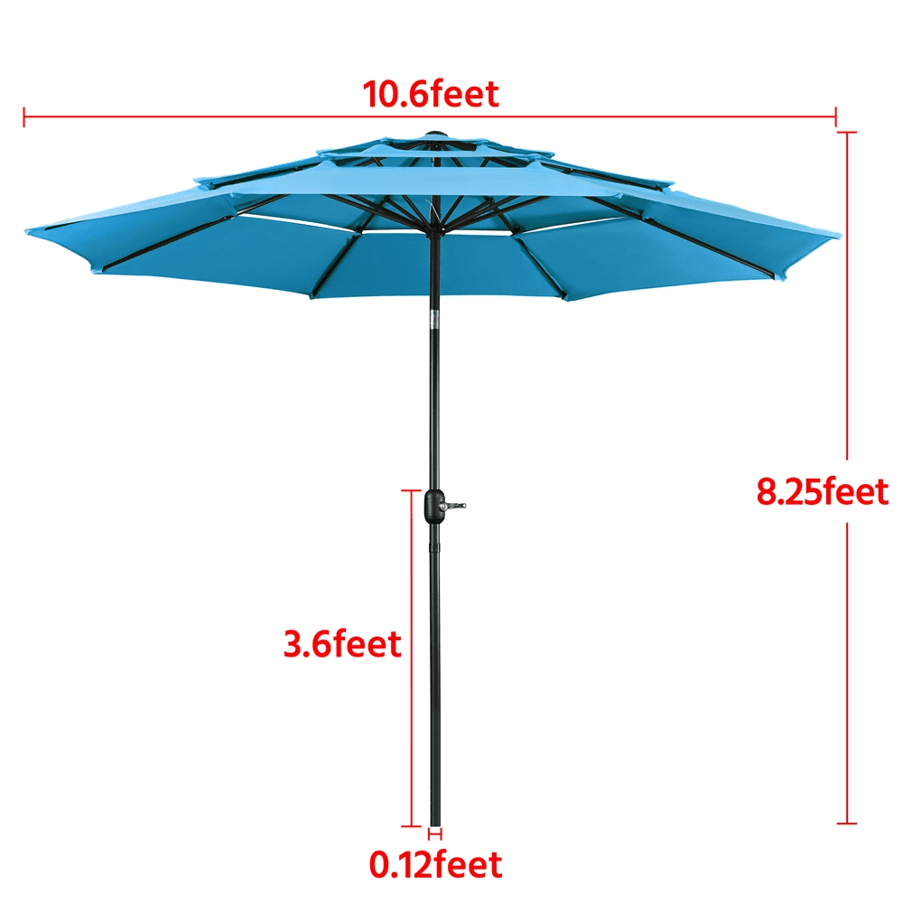 Alden Design 10ft Patio Umbrella with 8 Sturdy Ribs for Outdoor, Sky Blue