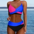 thumbnail image 2 of Womens Swimsuits Two Piece Separate Bikini Set Color Block Beachwear Blue Women Bathing Suits L, 2 of 6