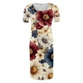thumbnail image 3 of breaise Floral Side Ruch Maternity Dress Summer Crew Neck Bodycon Mini Dress 2025 Short Sleeve Baby Shower Dress Casual Lounge Pregnancy Dress Daily Wear, 3 of 6