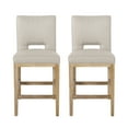 thumbnail image 2 of Noble House Elmcrest Fabric Upholstered 27 Inch Counter Stools, Set of 2, Wheat and Weathered Natural, 2 of 8