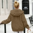 thumbnail image 4 of Xdegoge Women's Fuzzy Sherpa Fleece Jacket Hooded Zip Up Coat Winter Warm Fluffy Outwear Oversized Loose Fit Long Sleeve Shaggy Hoodie with Pockets Casual, 4 of 9