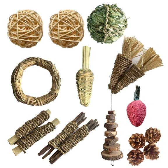 BESTSKY 2026 New Rabbit Chew Toys,Apple Wood Chew Toys for Dental Health,Handwoven Rattan Guinea Pig Toys,Engaging Chew Toys for Active Rabbits