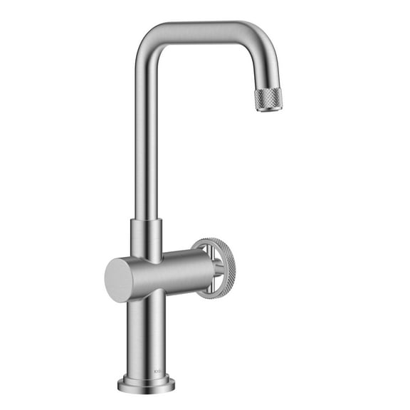 KRAUS Urbix Industrial Single Handle Kitchen Bar Faucet in Spot-Free Stainless Steel