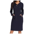 thumbnail image 1 of Vestido de manga larga con capucha y bolsillos para mujer, corte ajustado, estilo informal, 1 of 5