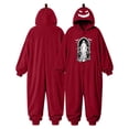 thumbnail image 4 of Matching Halloween Pumpkin Onesie Costume for Adults, Flannel Hooded Pumpkin Pajamas with Spooky Ghost Print, Halloween Pajamas for Couple, Cozy Oversized Fit Jumpsuit for Halloween Costume Party, 4 of 8
