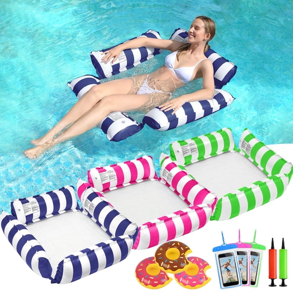 Paquete de 3 flotadores inflables para piscina para adultos con portavasos